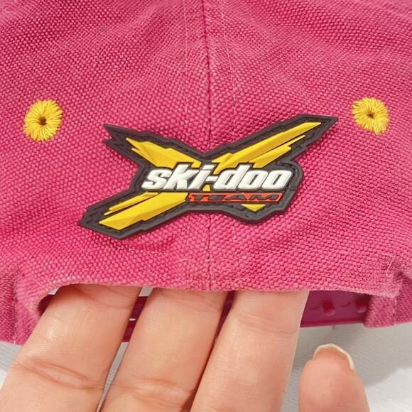 Vintage Ski-Doo Hat SnapBack Adjustable Unisex Adult Pink Racing Snowmobile - Picture 5 of 8